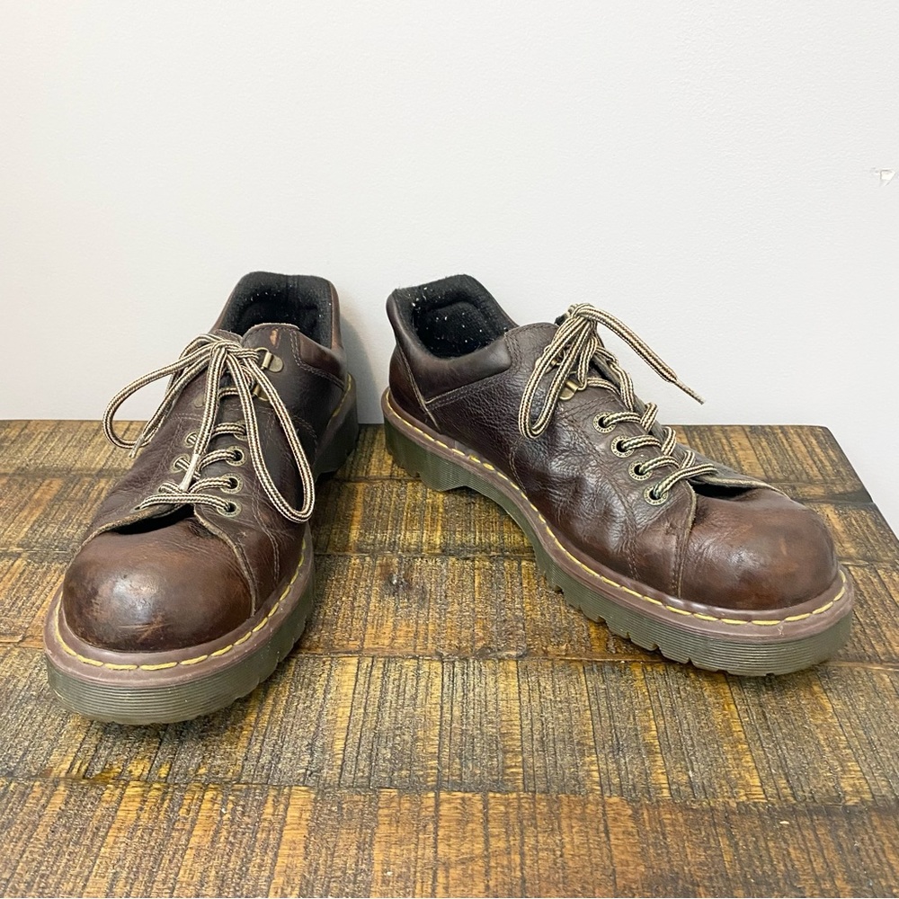 Vintage Doc Martens Platform Brown Leather Oxford Platform Shoes Contrast stitch